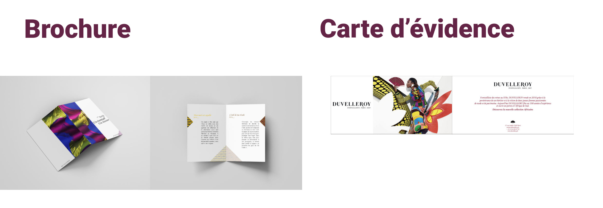 Brochure de la collection Duvelleroy