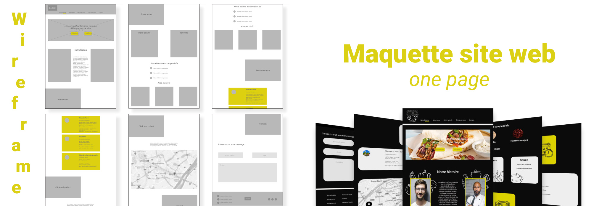 Maquette du site web La Cantina